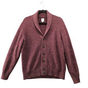 Gap Shawl Collar Cardigan Mens L Burgundy Chunky Knit Button Front Pinot Noir